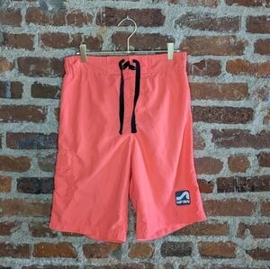 Vintage Surf Style Men's Small Bright Coral‎ Lined Swim Trunks